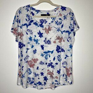 Max Jeans Woman Top Floral Scoop Neck Short Sleeve